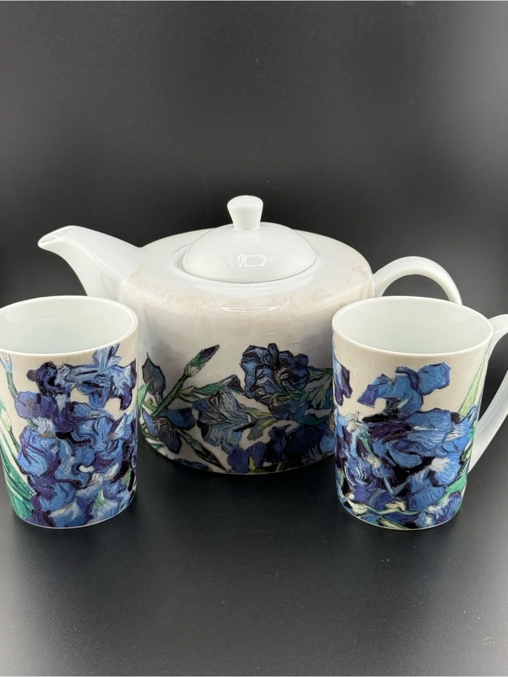 Van Gogh Irises Tea Set The Met Museum Teapot & 2 Cups Porcelain Displayed Only